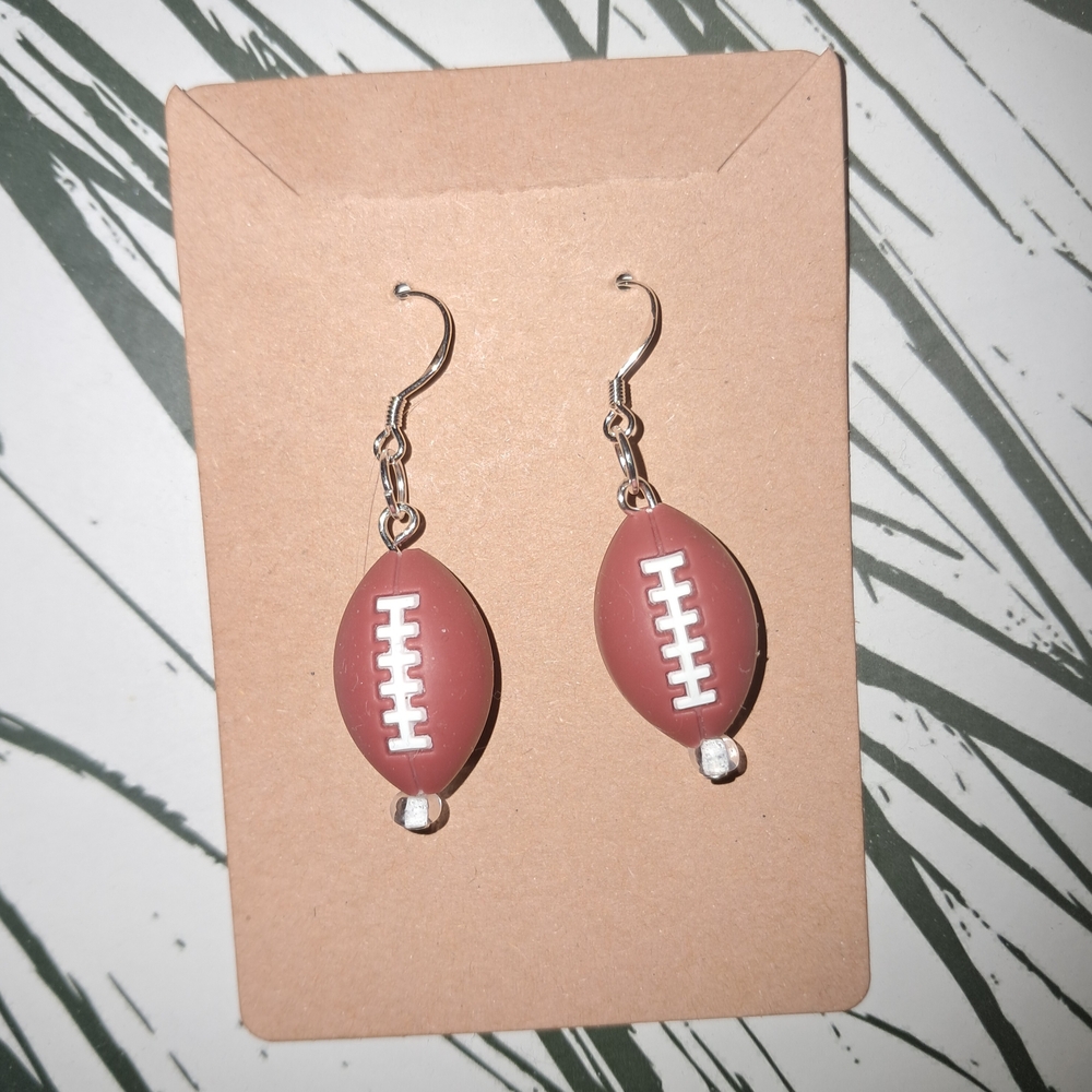 Football Shaped Earrings in Brown